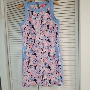 Lilly Pulitzer Angie Stretch Shift Dress High Tide Navy Shells Size 10